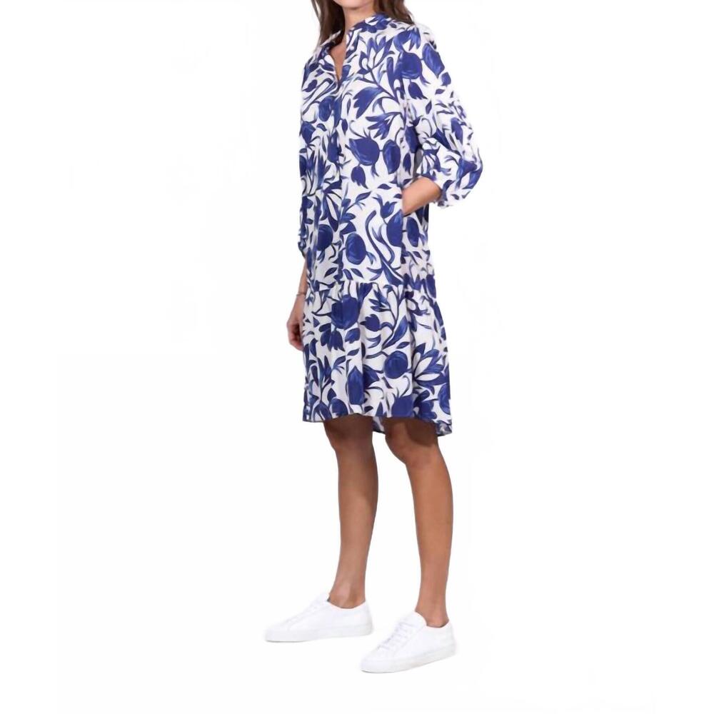 NEW 0039 ITALY mila ruffled skirt mini dress in navy fruite - Picture 3 of 4